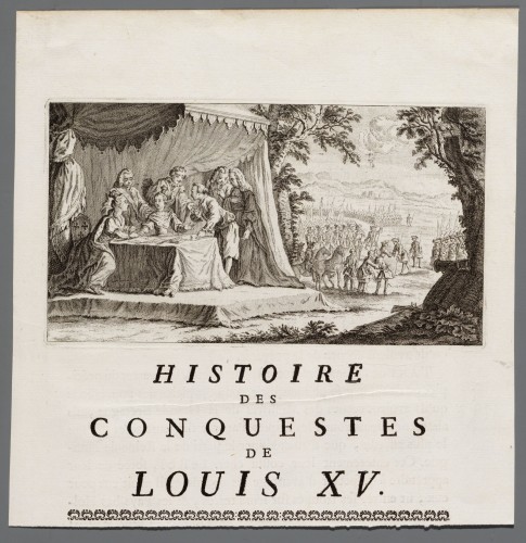 Ornamentprent. Histoire des conquestes de Louis XV.